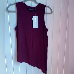 Athleta Cloudlight Asym Tie Front Tank Top, NWT, Maroon, Small